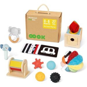 TookyToy - Montessori Activity Box The Sensory Baby Playset - 0-6 Months