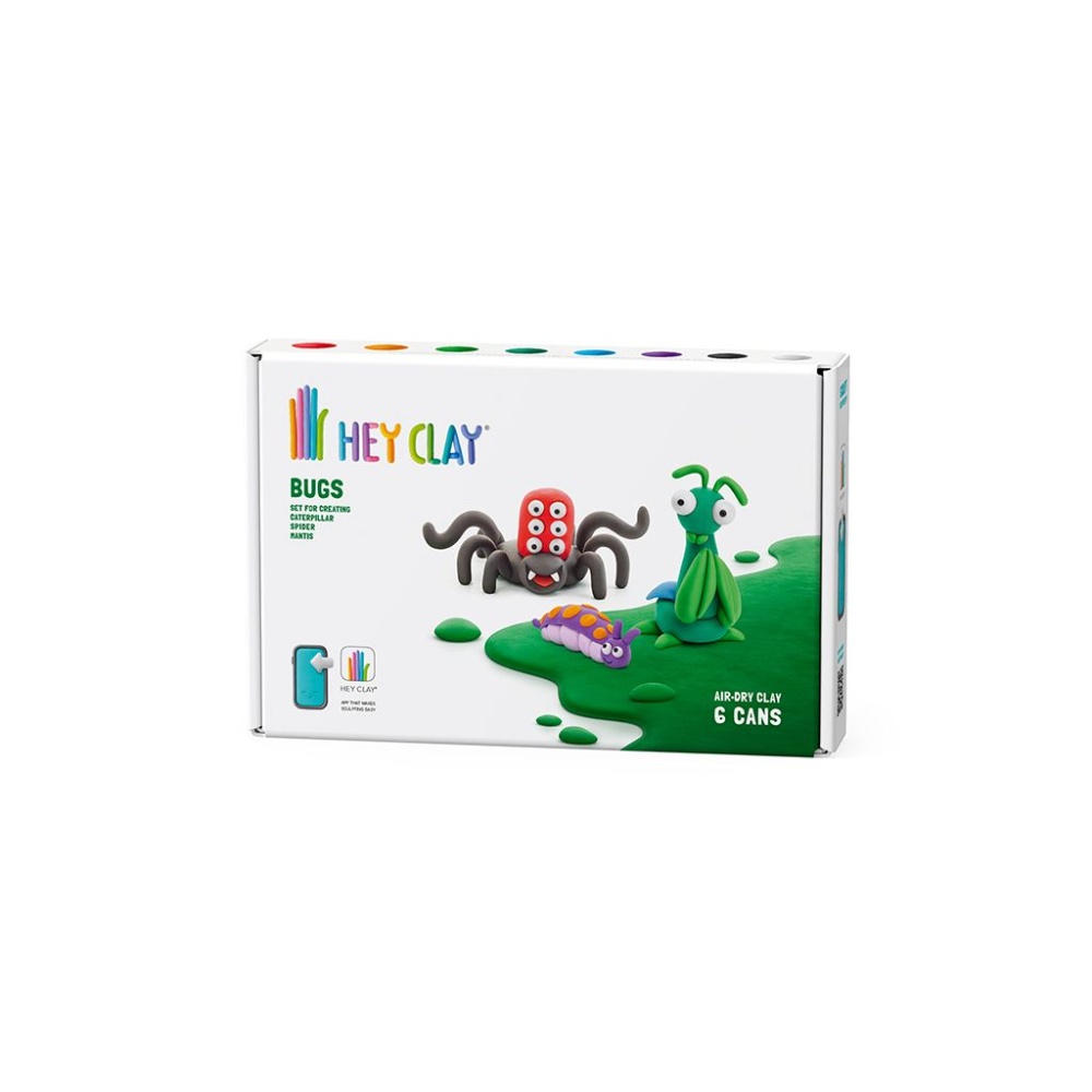 Hey Clay - Modelling Air-Dry Clay with Fun Interactive App - Spider, Mantis, Caterpillar, Series Bugs, 6 cans - Image 7