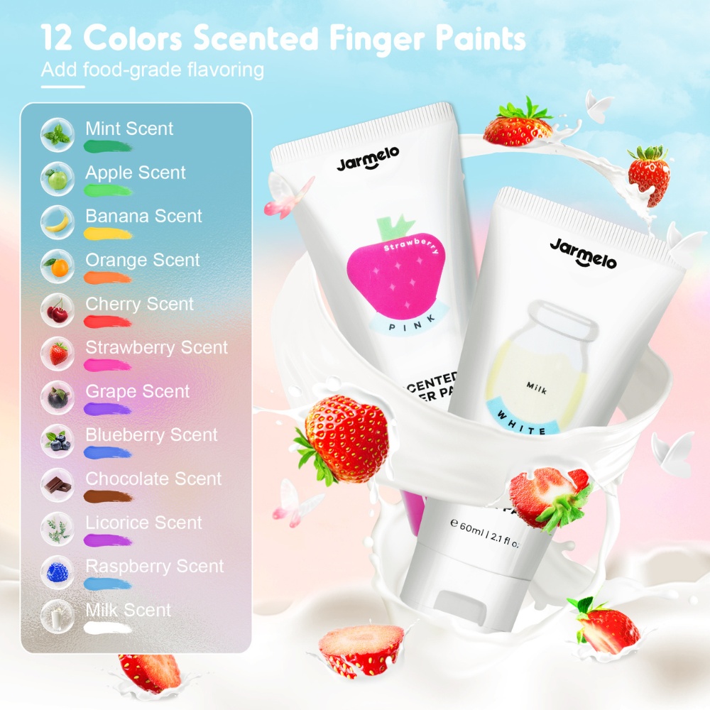 Jar Meló - Scented Finger Paint Set - 12 Colours for Kids Art & Sensory Play - Image 2