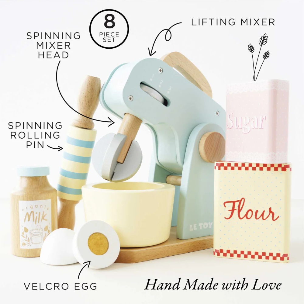 Le Toy Van - Wooden Bakers Mixer Set - 8pcs - Image 2
