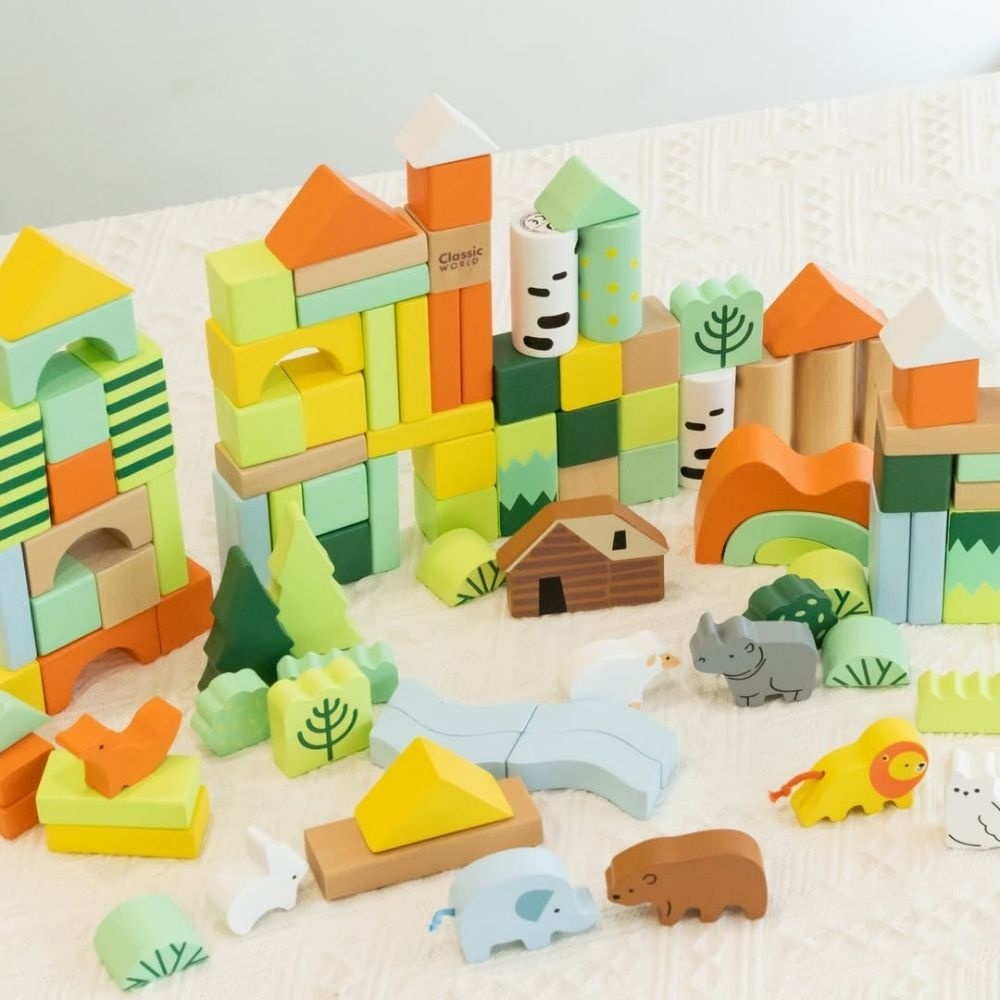 Classic World - Wooden Forest Building Blocks - 100pcs - Image 4