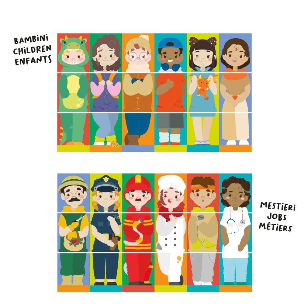 Quercetti - Mix & Match People & Jobs Rotating Puzzle for Toddlers - Image 4