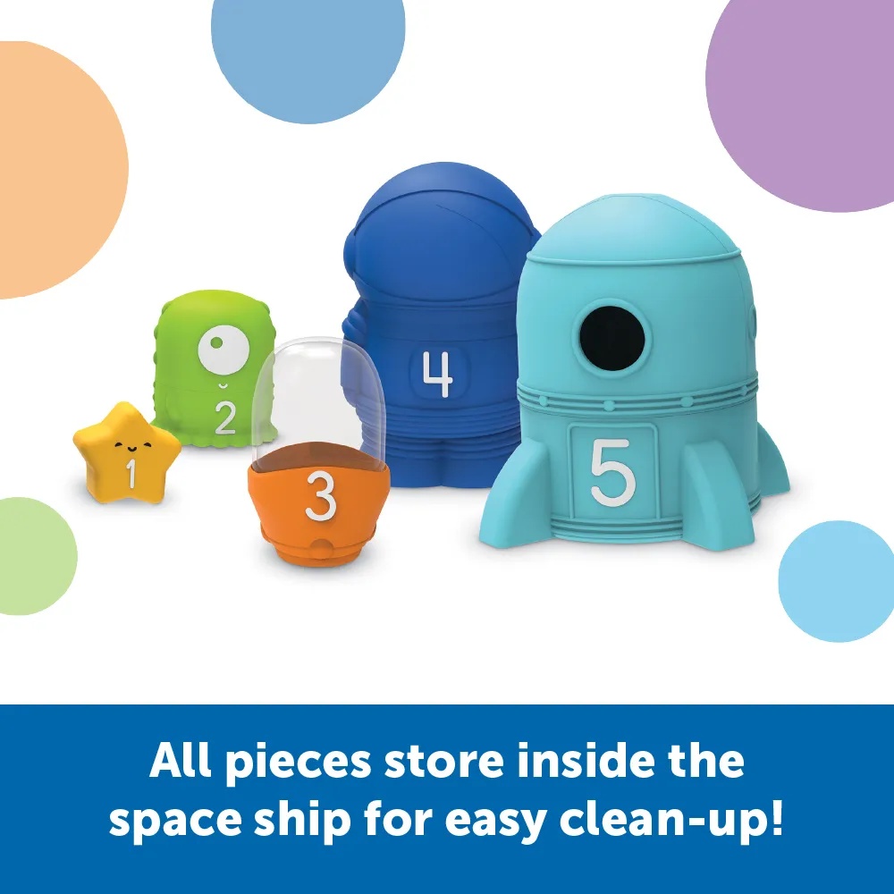 Learning Resources - Nesting Space Surprise Set: Rocket Fine Motor Sorting Toy for Toddlers - Image 4