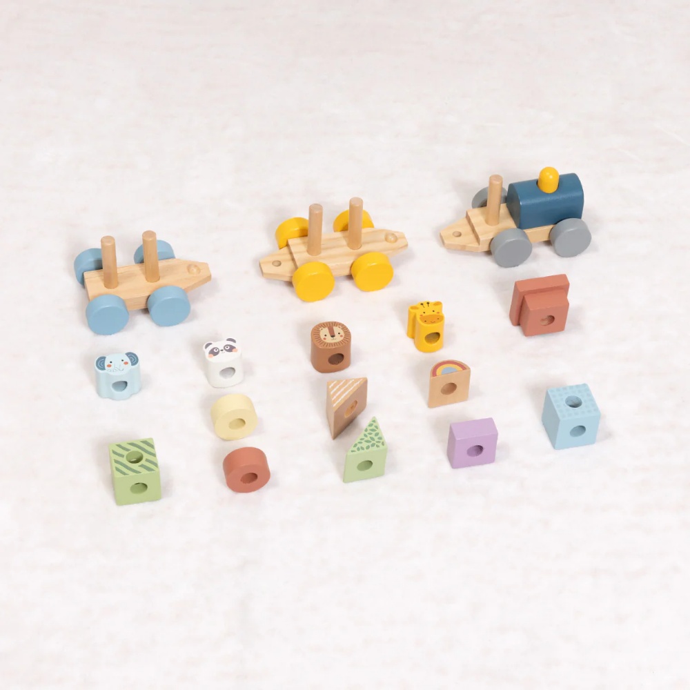 TookyToy - Wooden Stacking Train - Forest Friends - Set of 16 - Image 5