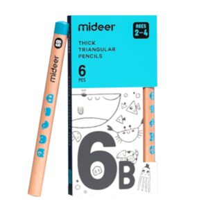 Mideer - Triangular 6B Pencils - 6 Thick Easy Grip Pencils for Early Writing