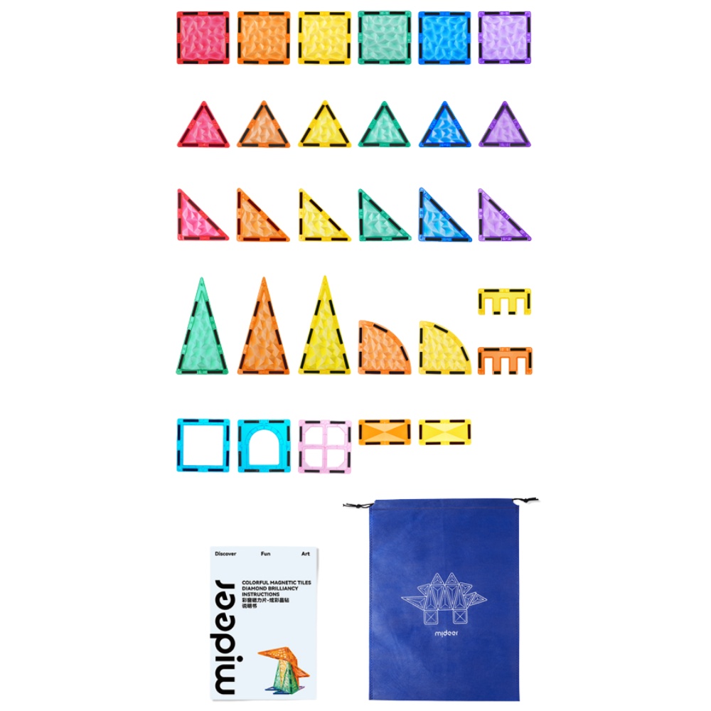 Mideer - Colourful Magnetic Tiles Building Set - Iridescent Rainbow - 90pcs - Image 2