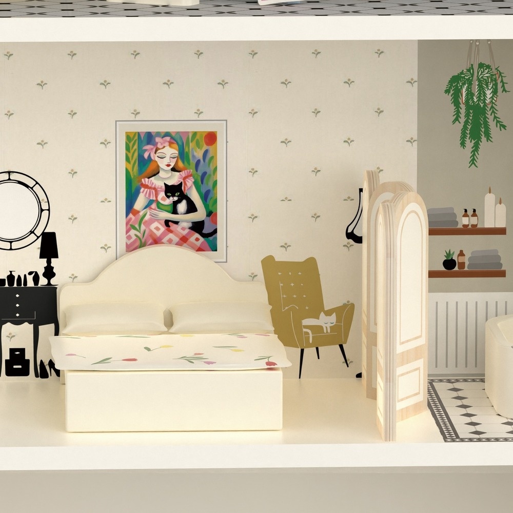 Classic World - Pretend & Play - Vintage Wooden Dollhouse - Image 5