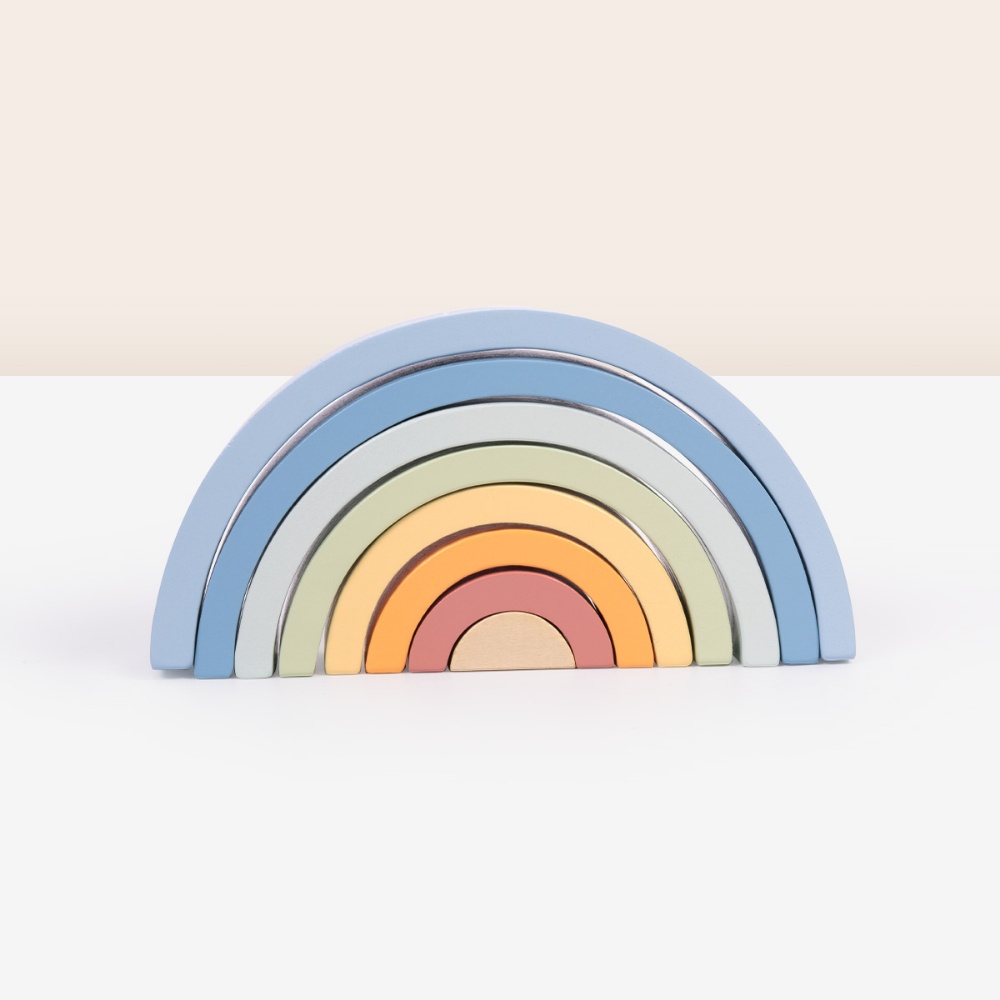 TookyToy - Pastel Rainbow Stacker - Wooden Ring Fine Motor Stacking Toy - Image 5