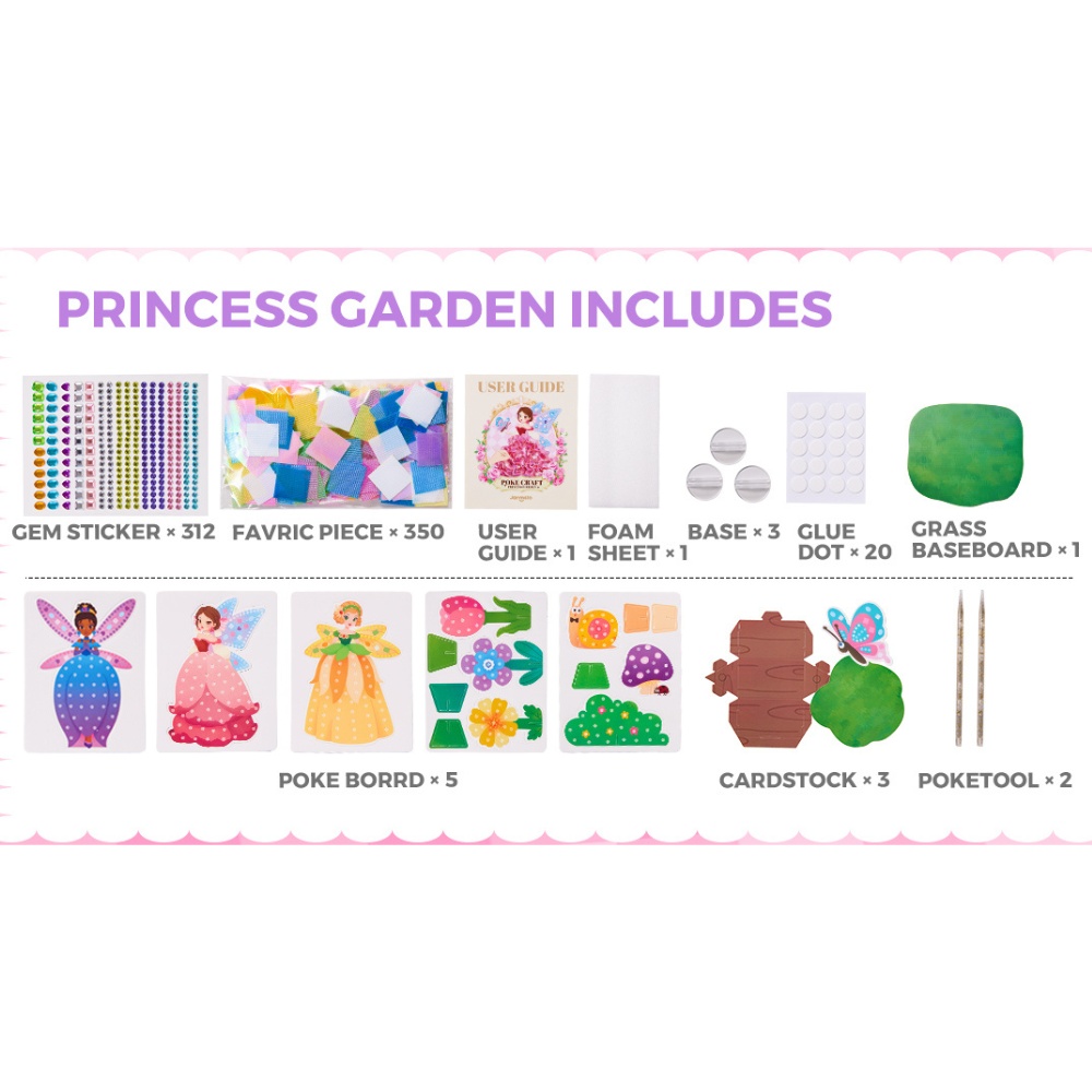 Jar Meló - 3-in-1 Dress Making Poke Arts & Crafts Set: Princess Garden - Image 2