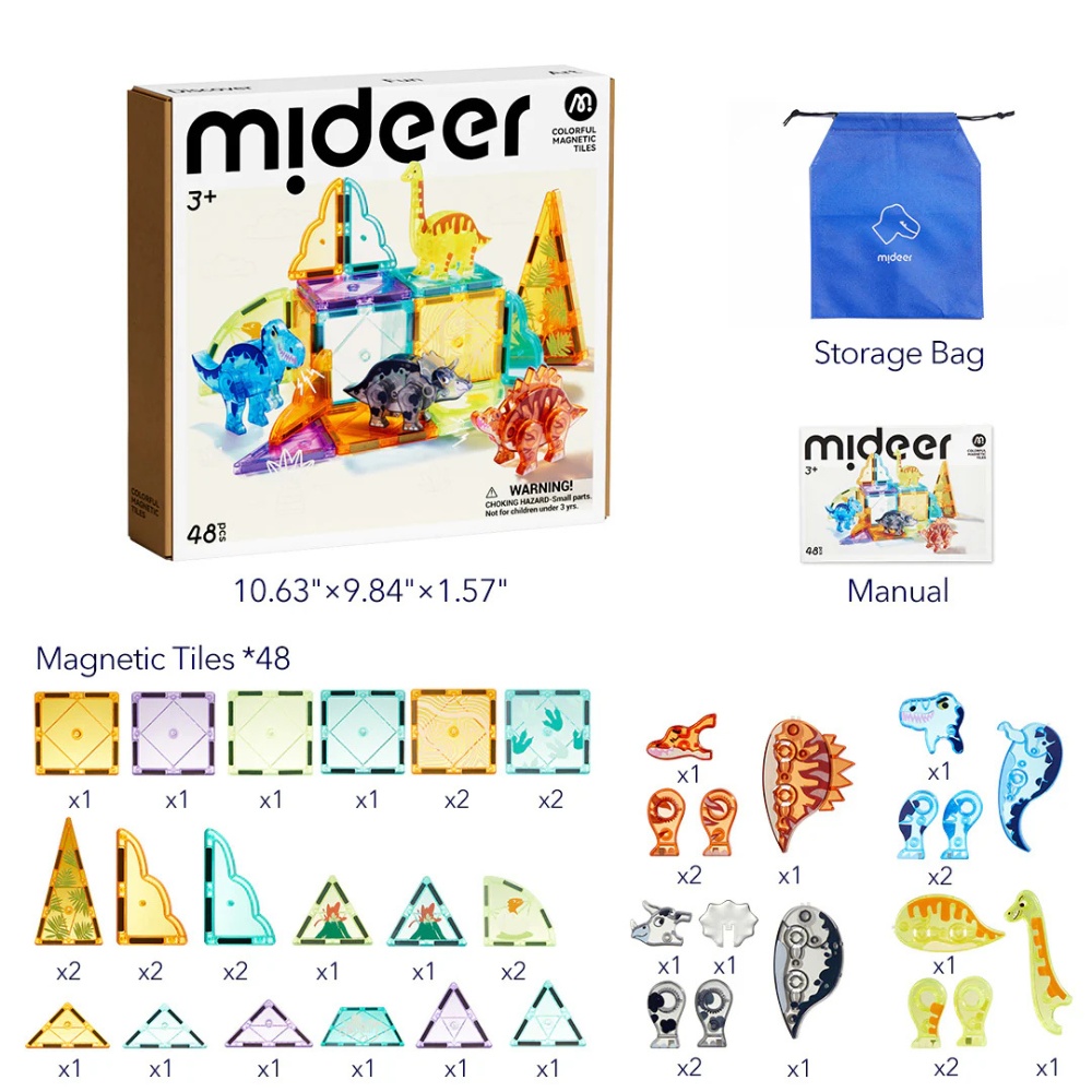 Mideer - Magnetic Tiles Building Set: Jurassic Adventure 48pcs - Image 2