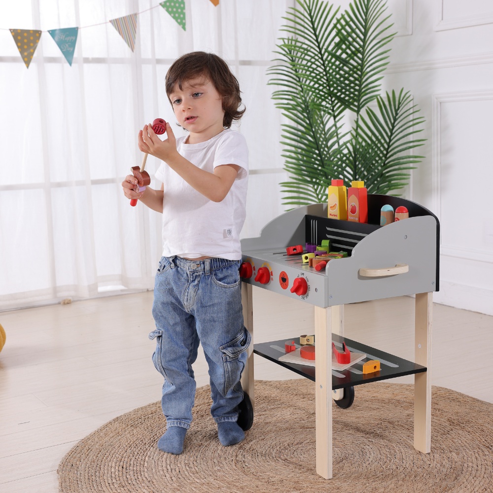 TookyToy - Pretend Play Wooden Braai Grill Toy Set - Image 2