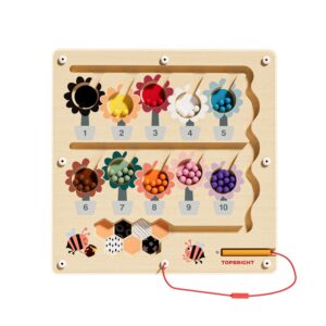TopBright - Wooden Busy Bee Magnetic Maze - Colour Sorting & Matching Toy