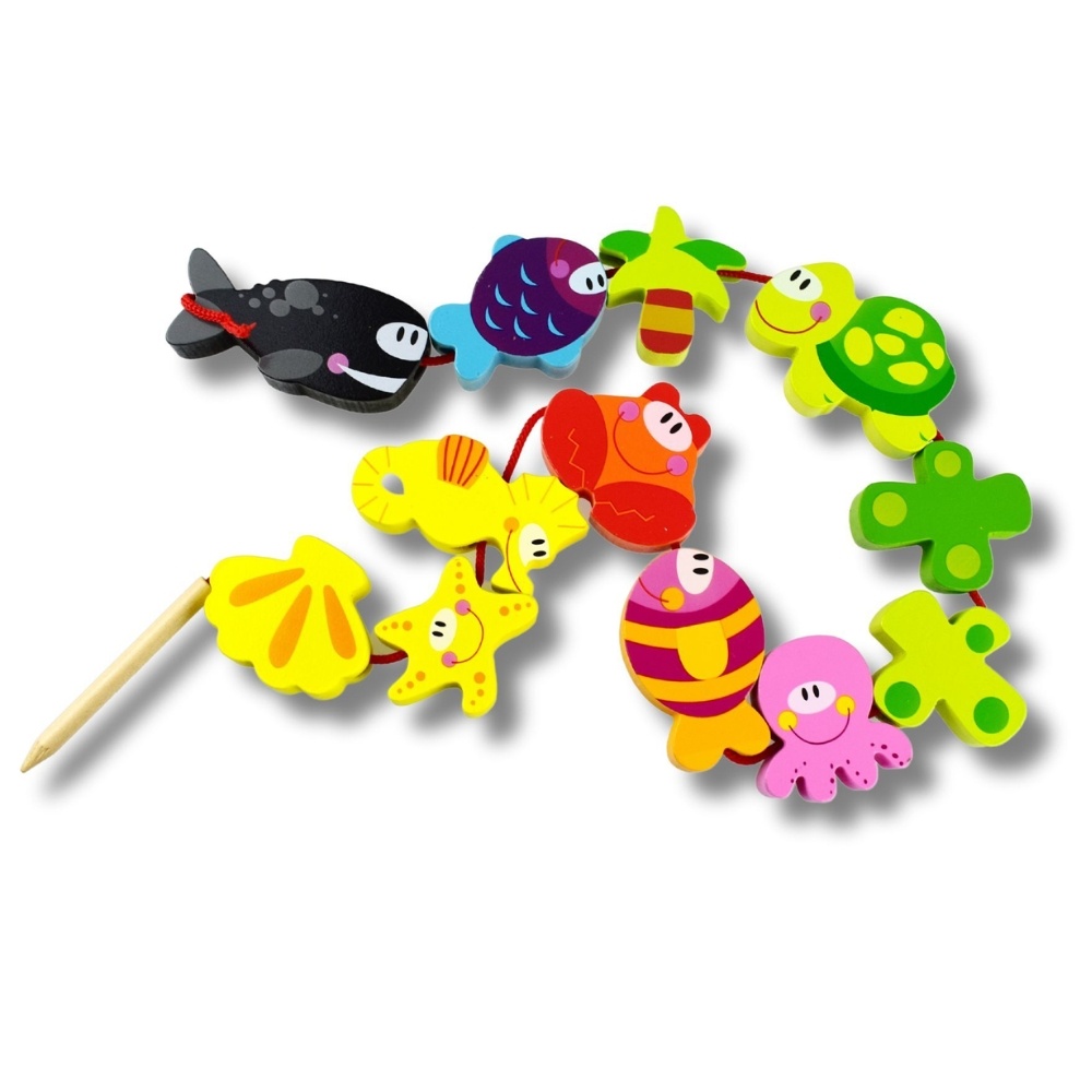 TookyToy - Fine Motor Lacing Blocks - Marine Animals Set - Image 3