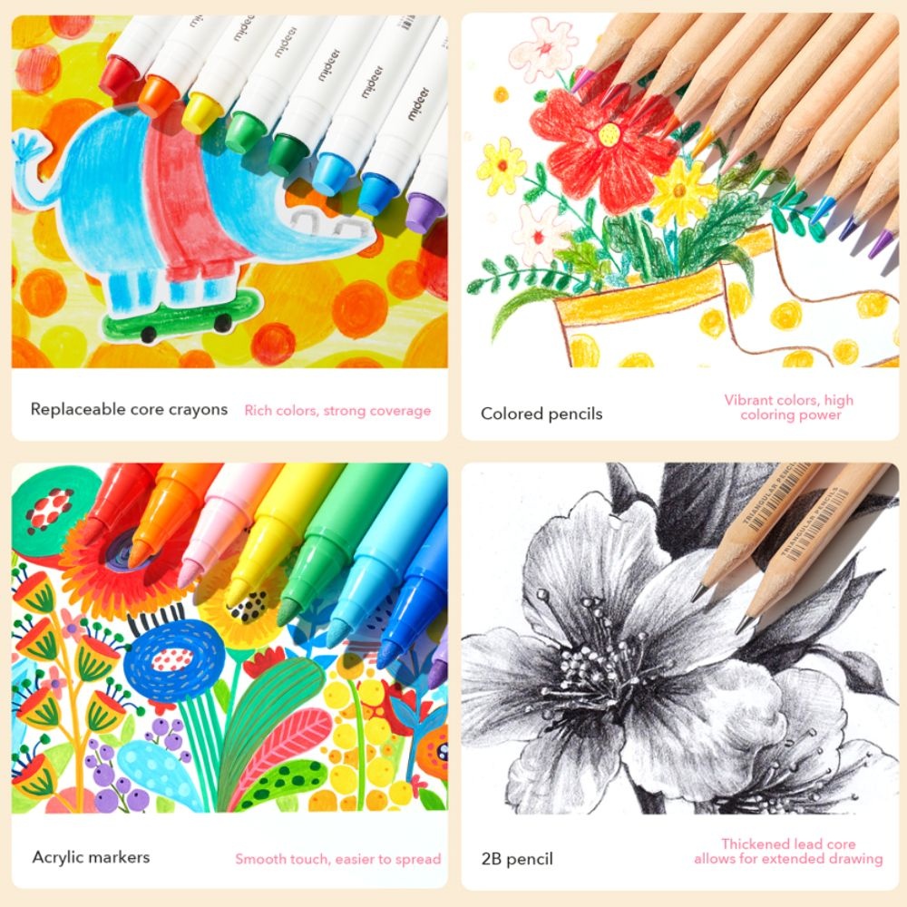 Mideer - Kids Drawing Art Set with Carry-on Bag - Pink - 75pcs - Image 10
