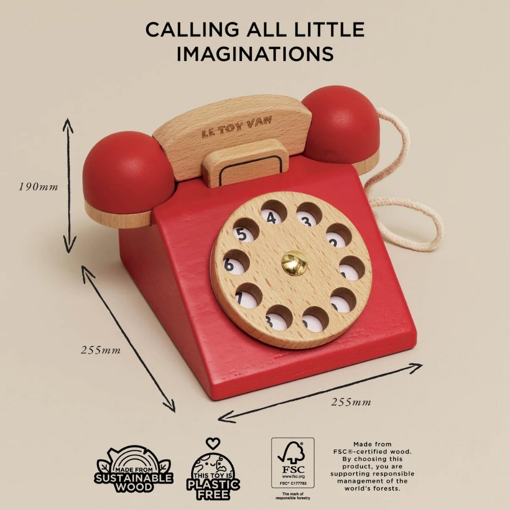 Le Toy Van - Vintage Wooden Phone - Image 6