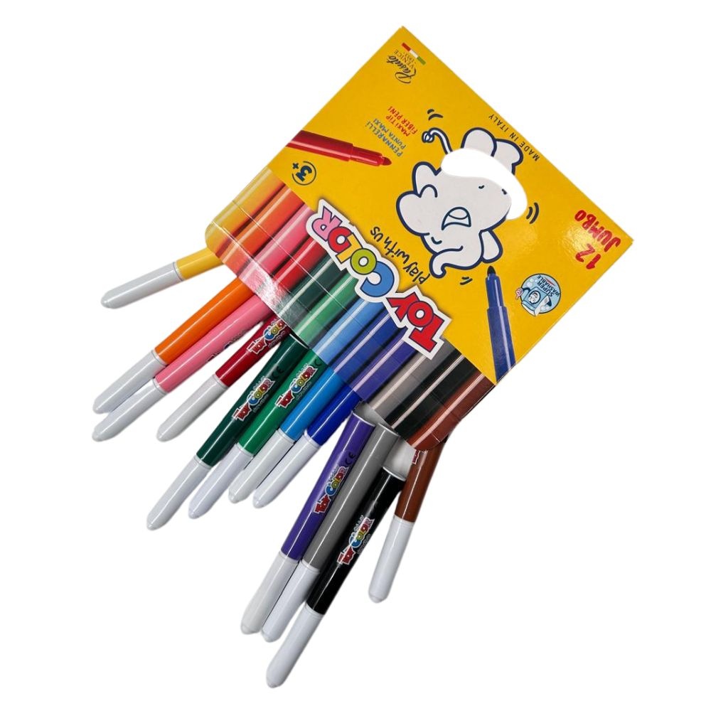 Toy Color - Jumbo Fibre Markers - 5mm Tip - 12 Colours - 12pcs - Image 3