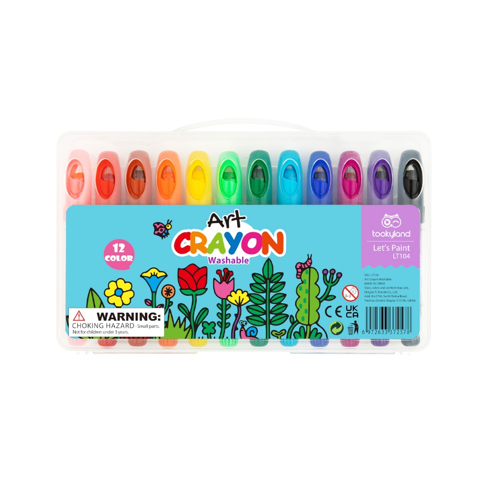 TookyToy - Twistable Washable Silky Crayons in Carry Case - 12 Colours - Image 3