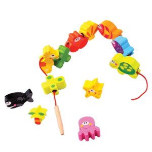 TookyToy - Fine Motor Lacing Blocks - Marine Animals Set