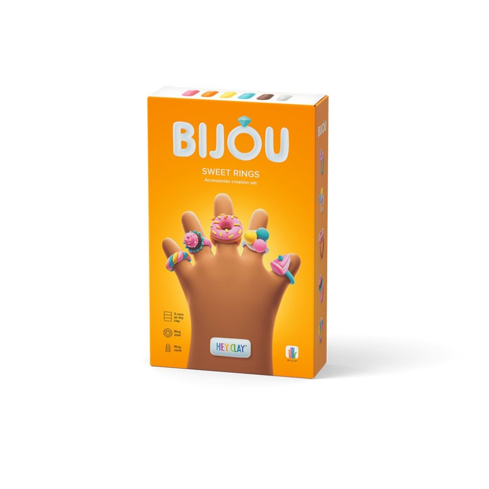 Hey Clay - Modelling Air-Dry Clay with Fun Interactive App - Sweet Rings, series Bijou, 3 cans - Image 6