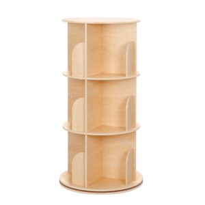TookyToy - Wooden Rotating Bookshelf, Standing Bookcase for Kids Room