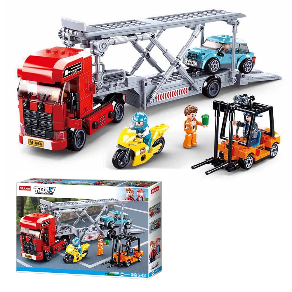 Sluban Building Set: Town - Car Transporter - 542pcs - Image 3