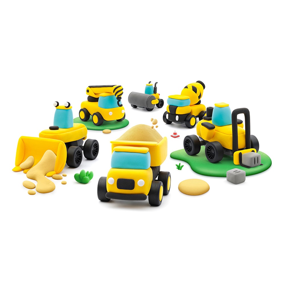 Hey Clay - Modelling Air-Dry Clay with Fun Interactive App - Construction Cars, series Motors, 12 cans - Image 3