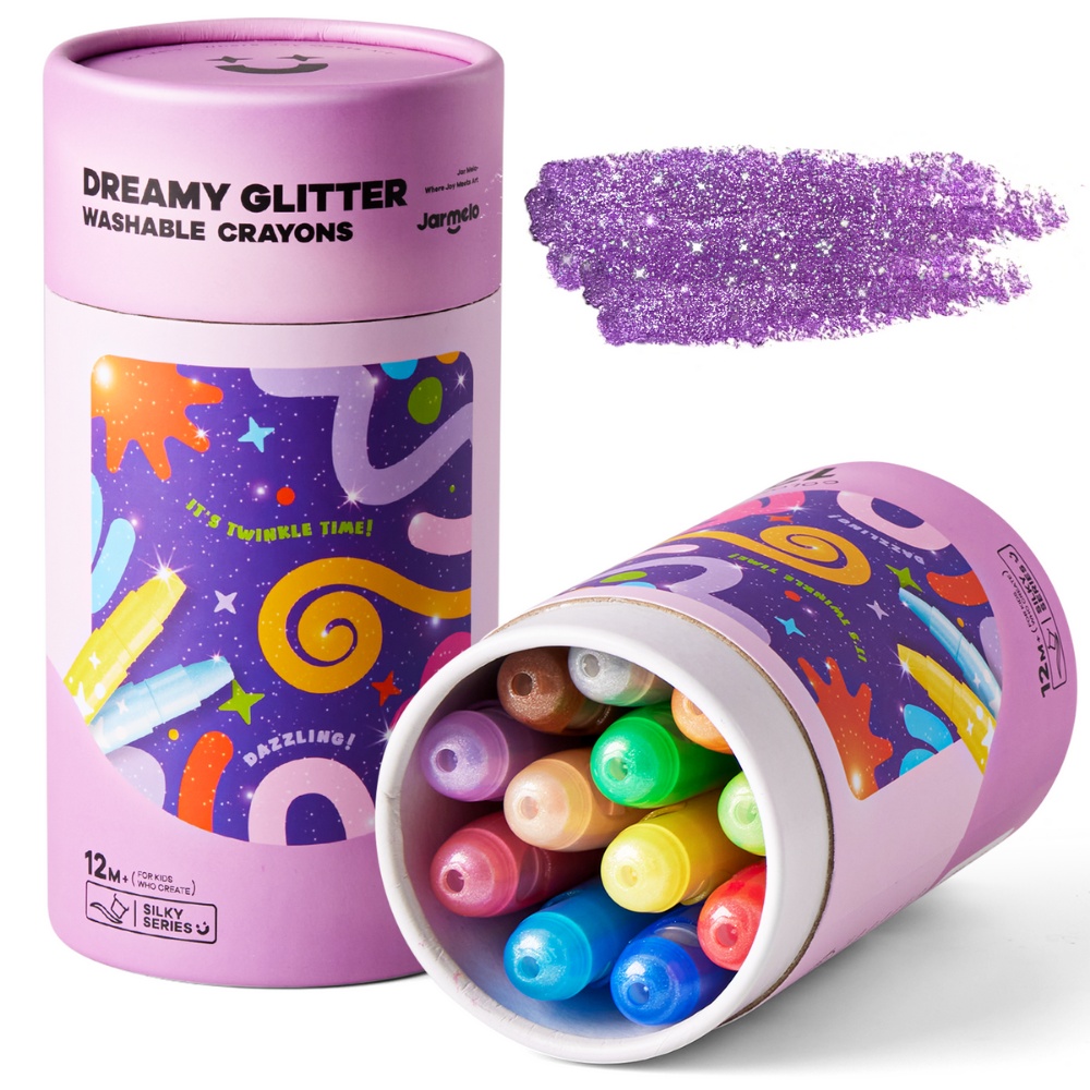 Jar Meló - Twistable Washable Glitter Crayons - 12 Colours