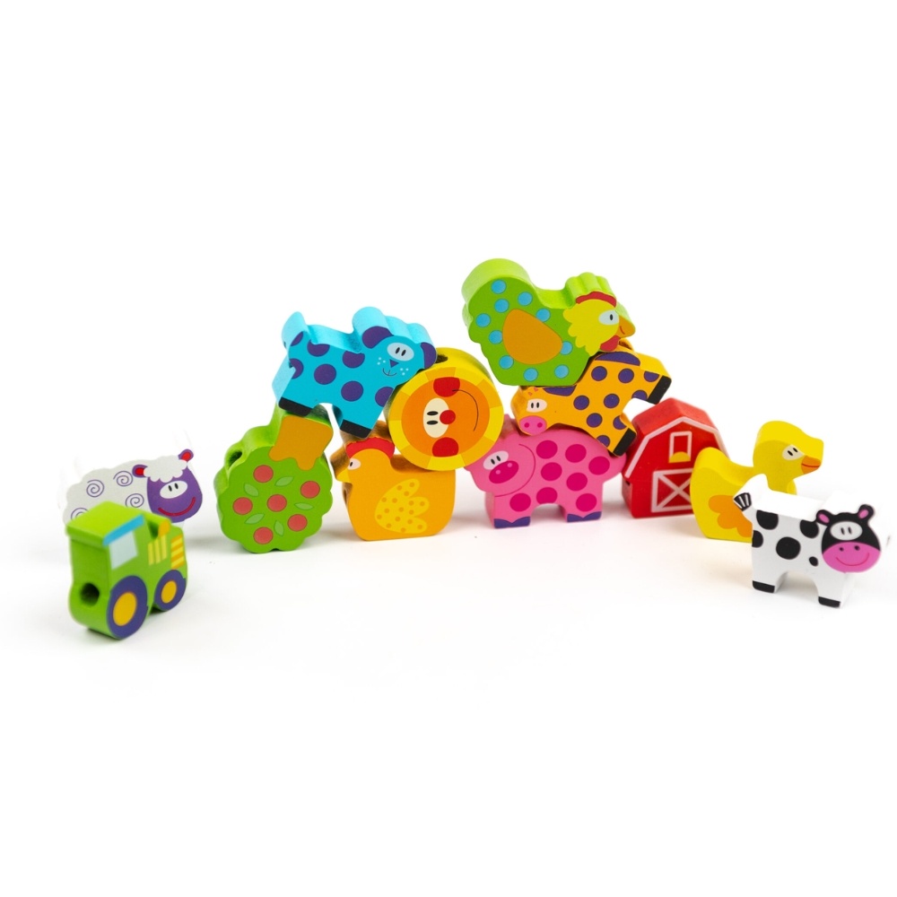 TookyToy - Fine Motor Lacing Blocks - Farm Animals Set - Image 3