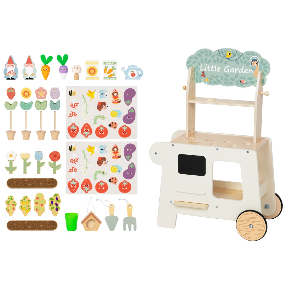 TookyToy - Pretend Play Wooden Gardening Cart Set - 53 Pieces - Image 5