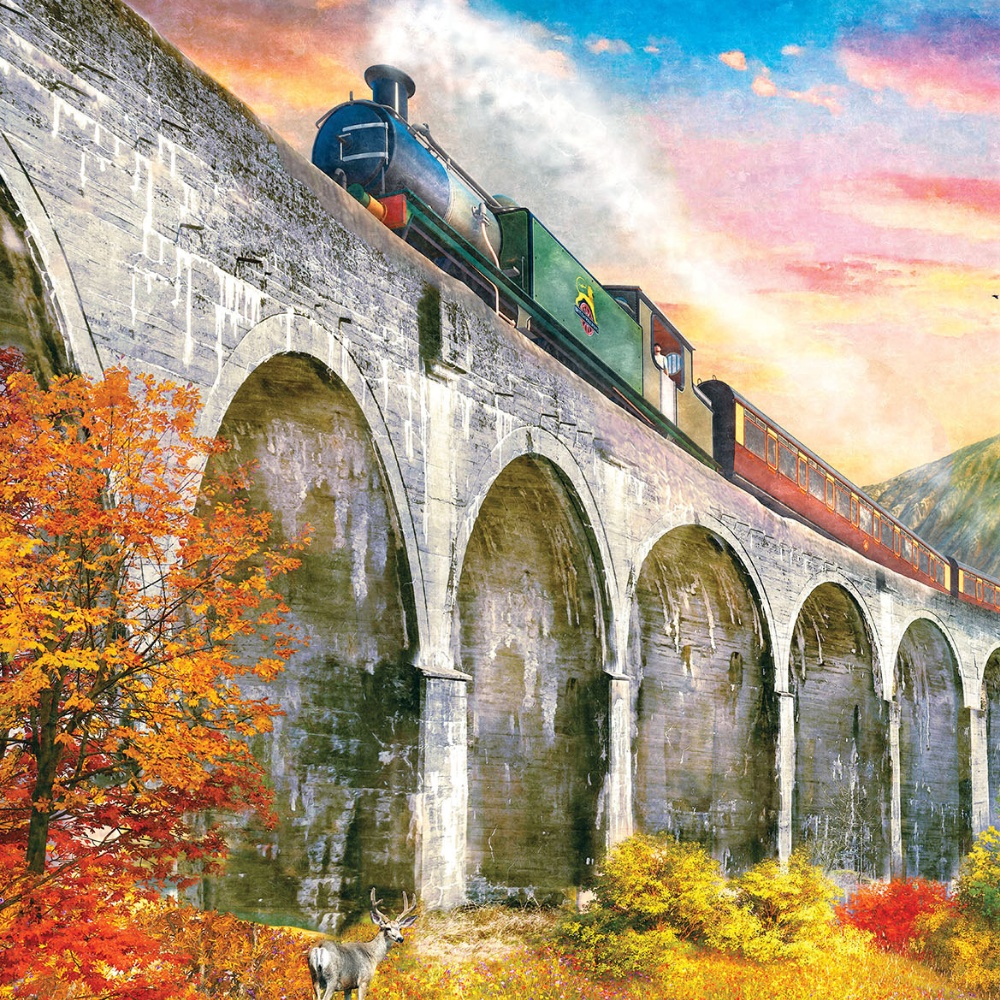 Gibsons - Crossing Glenfinnan Viaduct - 1000 Piece Jigsaw Puzzle - Image 4