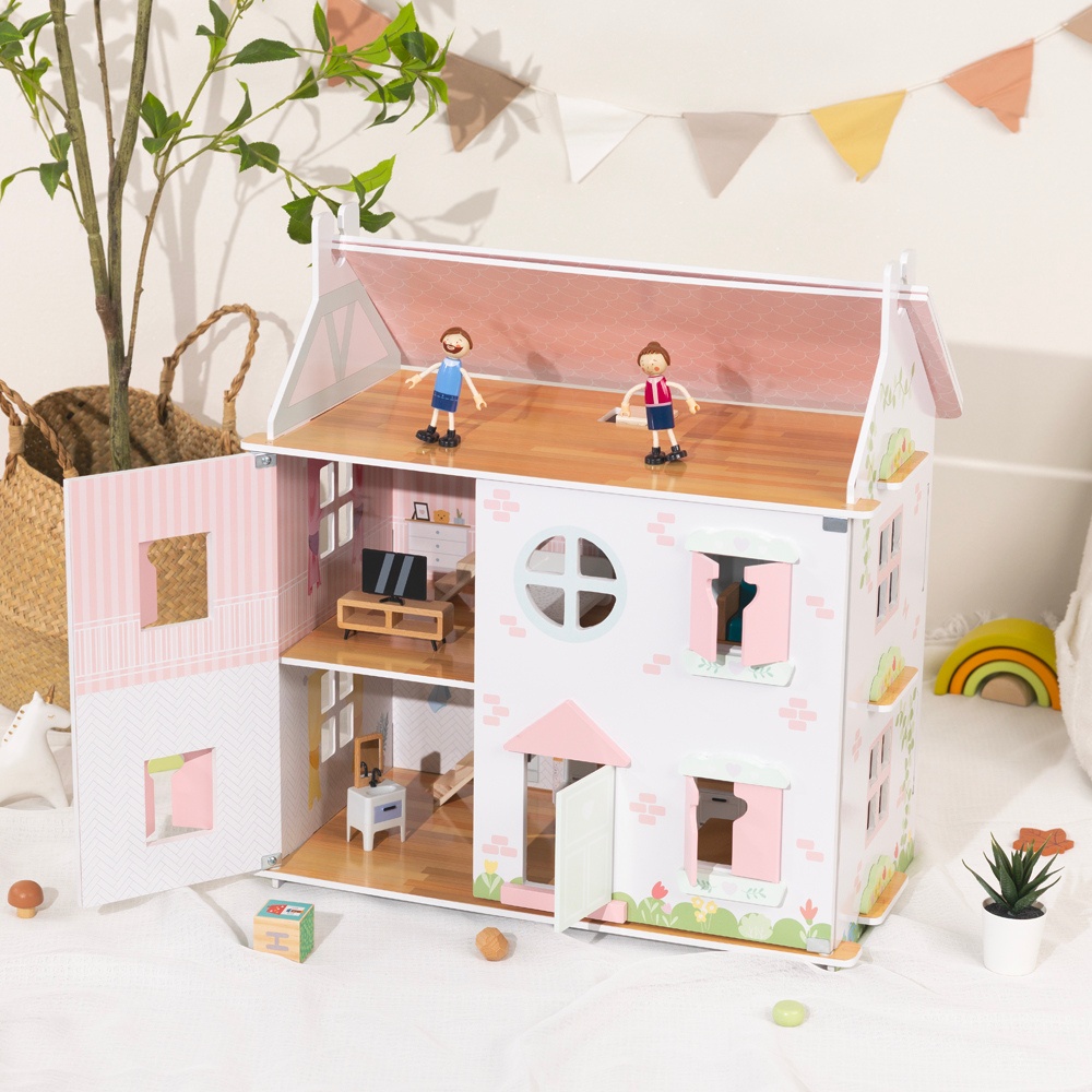 TookyToy - 2-Storey Wooden Doll House & Accessories - Image 3
