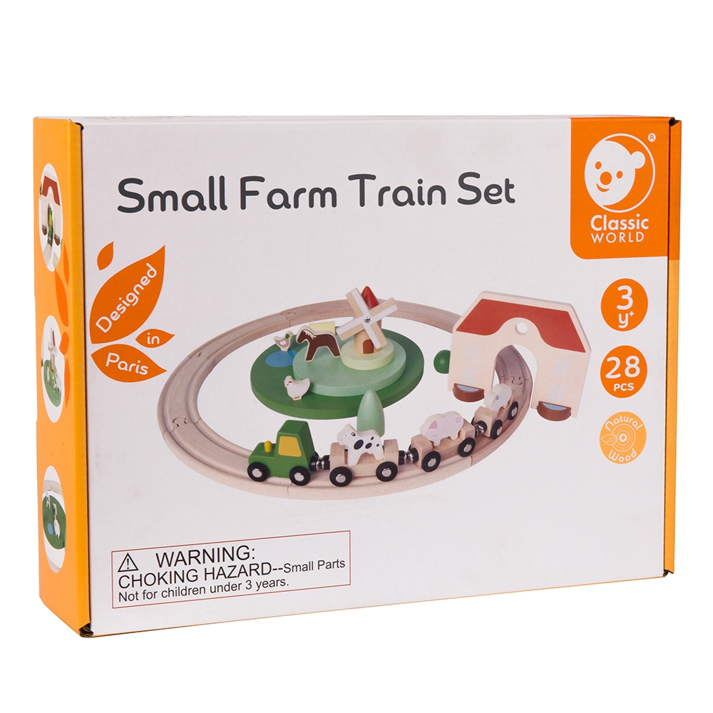Classic World - Pretend & Play - Wooden Train Set - Small Farm - 28pcs - Image 7