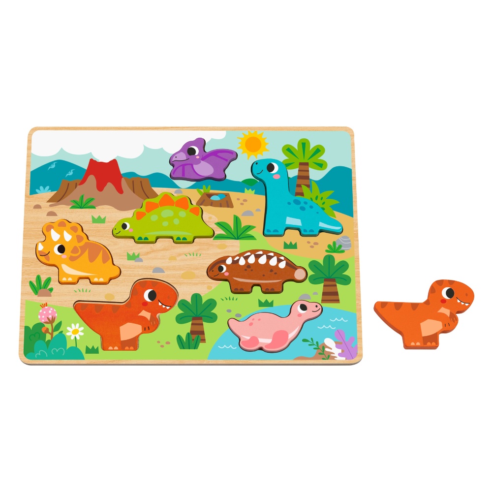 hi Pando - Chunky Wooden Puzzle - Dinosaur - 8pcs - Image 3