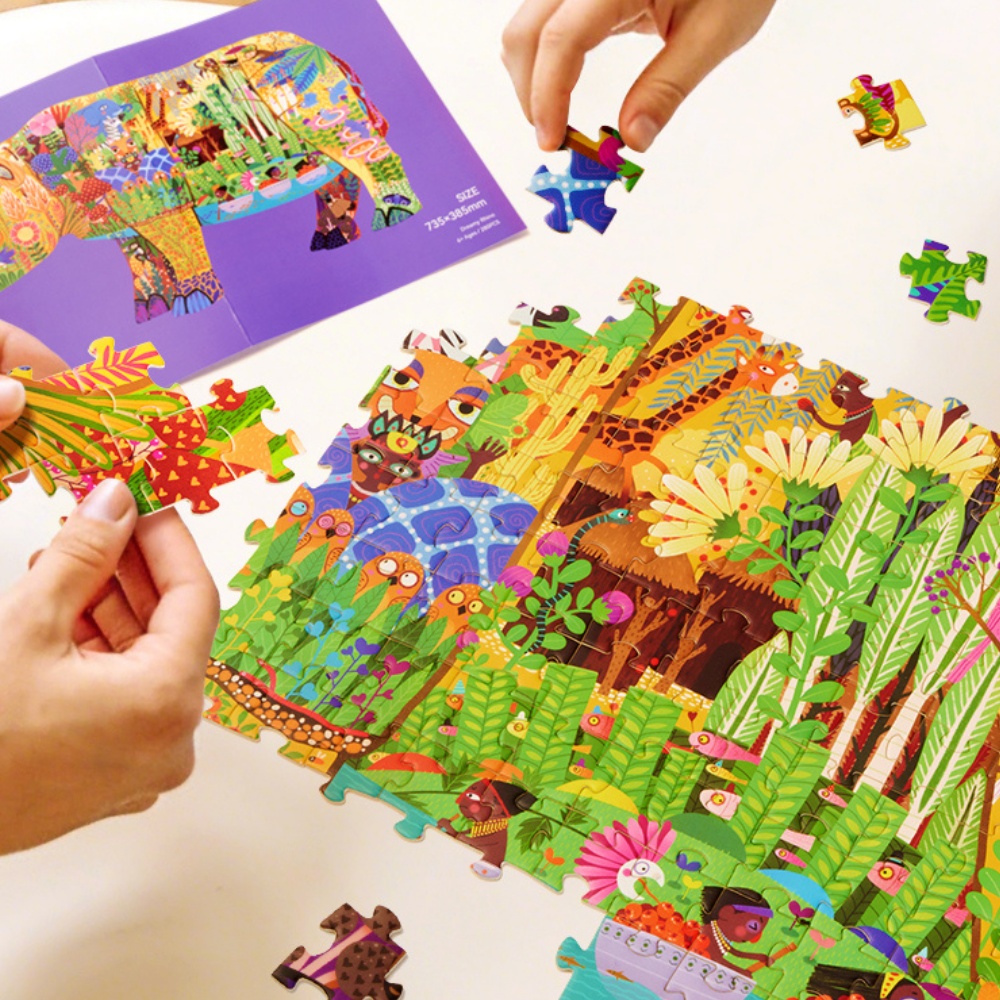 Mideer - Artist Puzzle: Dreamy Rhino - 280 Piece Shaped Jigsaw for Kids - Image 5