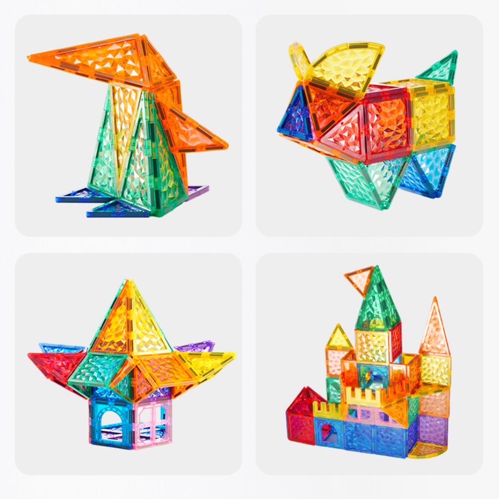 Mideer - Colourful Magnetic Tiles Building Set - Iridescent Rainbow - 90pcs - Image 3