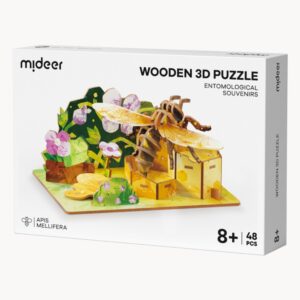 Mideer - Wooden 3D Puzzle for Kids with Educational Flash Cards - Bee & Hive 48 Pieces