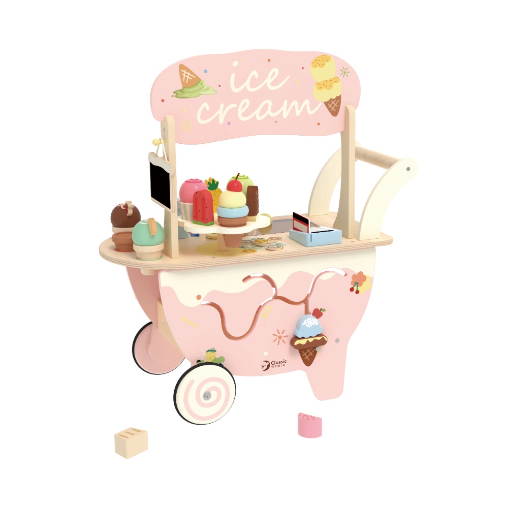 Classic World - Pretend & Play - Wooden Ice Cream Cart - 40pcs