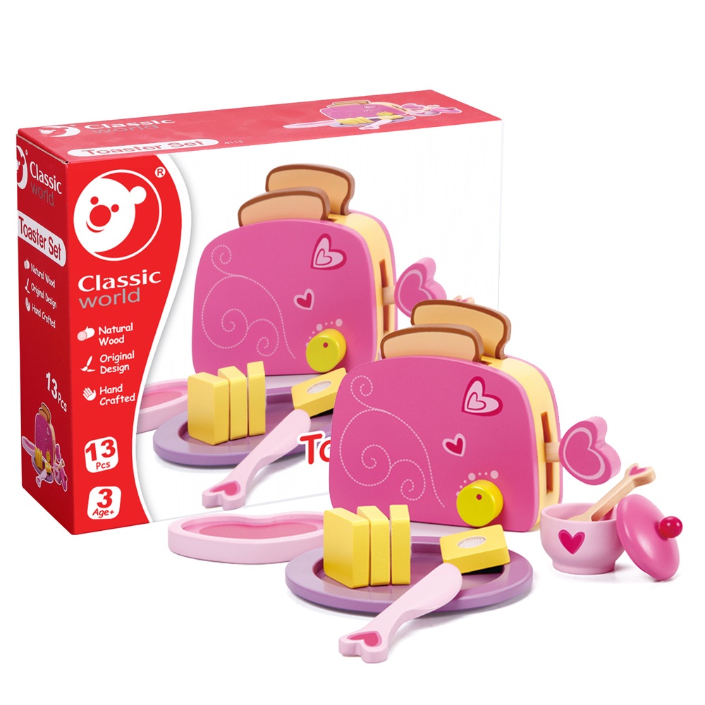 Classic World - Pretend & Play - Toaster Toy Set - 13pcs - Image 2