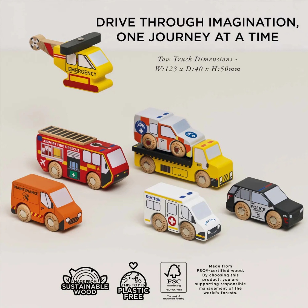 Le Toy Van - Wooden Emergency Helicopter & Rescue Toy Cars - Image 4