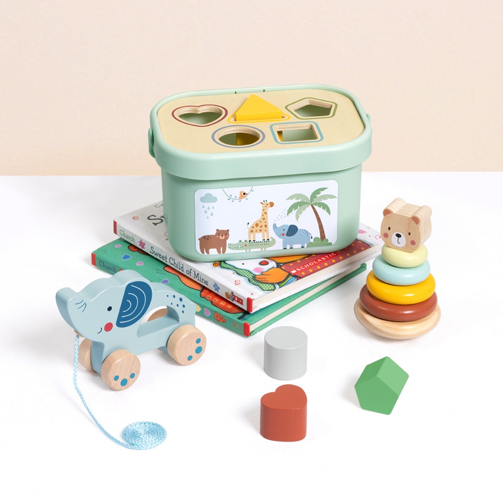 TookyToy - 3-in-1 Activity Set - Shape Sorter Stacker & Pull Along Toy - Image 4