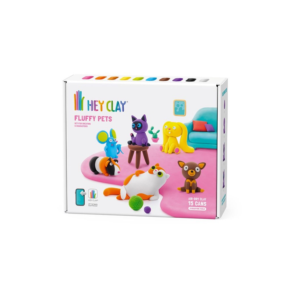 Hey Clay - Modelling Air-Dry Clay with Fun Interactive App - Fluffy Pets, 15 cans - Image 5