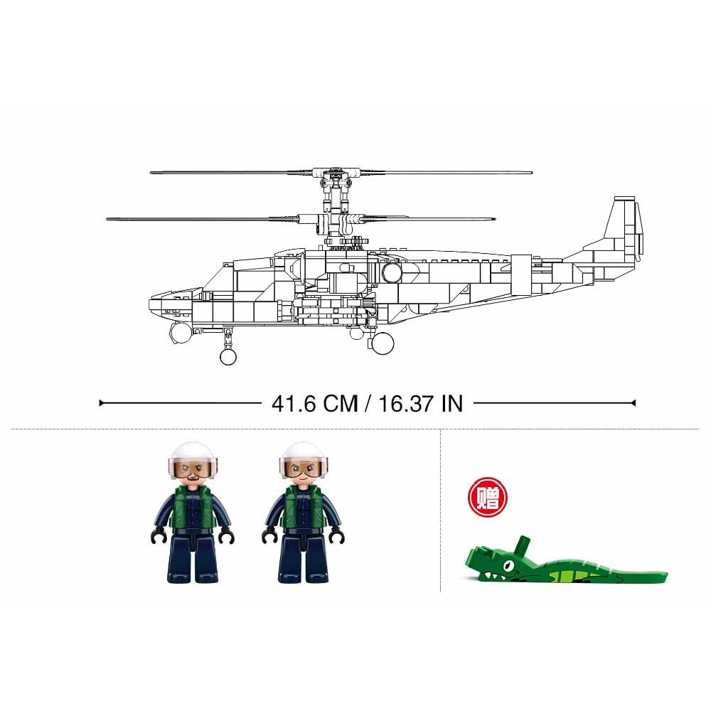 Sluban Building Set: Model Bricks - KA-52S Gunship 1/35 - 913pcs - Image 5