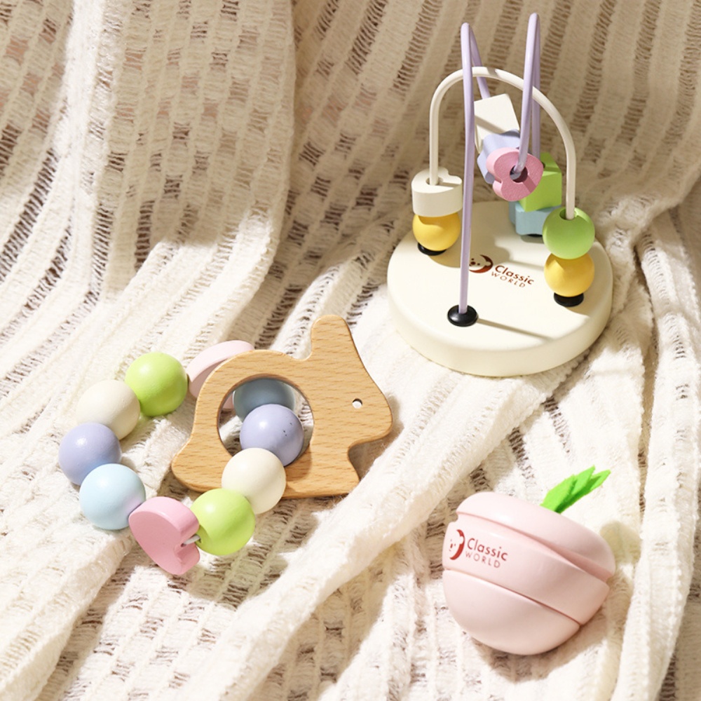 Classic World - Mara Baby Play Set with Bead Maze, Rattle and Lacing Beads - 3 Pieces - Image 2