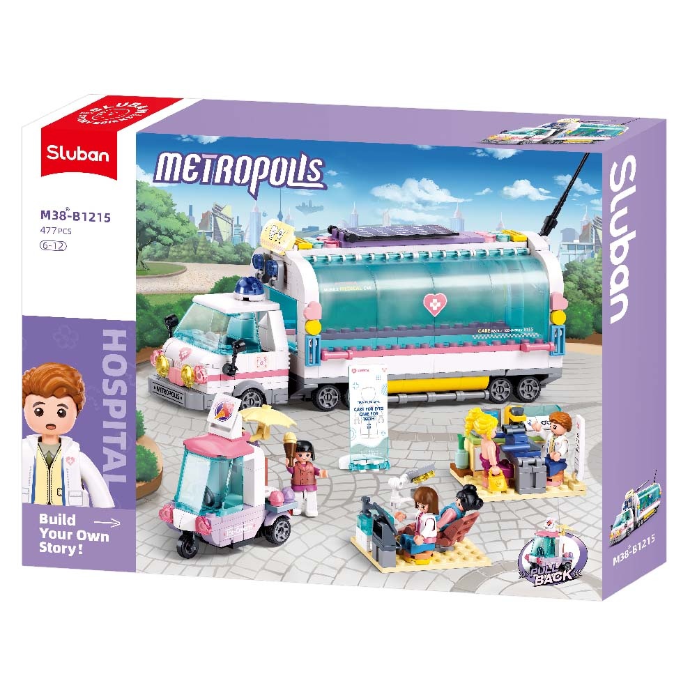 Sluban Building Set: Metropolis Pull Back - Mobile Nursing Car - 277 Pieces