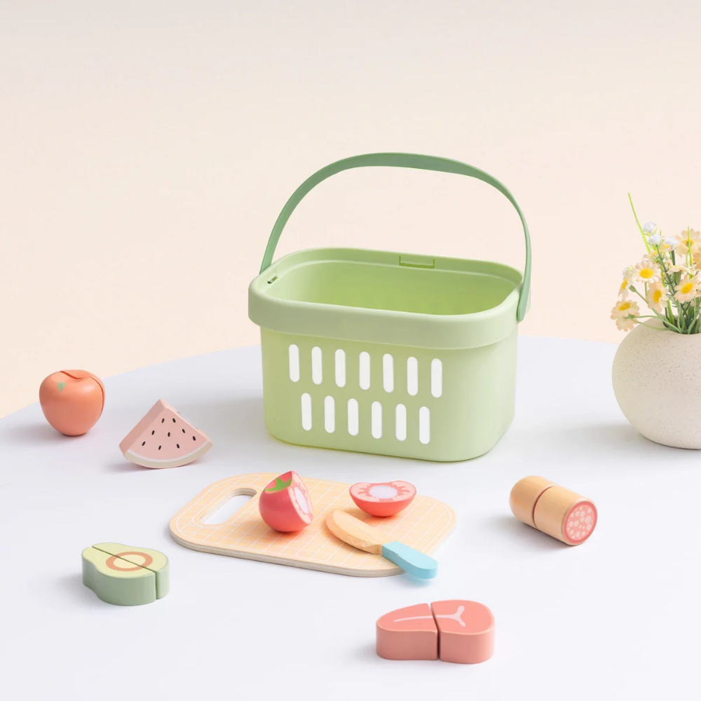 TookyToy - Wooden Cutting Food Play Set in Portable Storage Box - 31 Pieces - Image 2