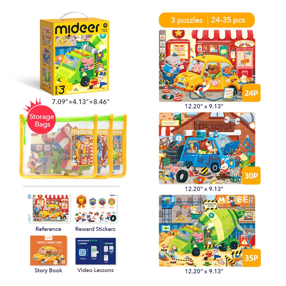 Mideer - Level Up Jigsaw Puzzle for Kids - 3-in-1 - Level 3 City Teamers - Image 2