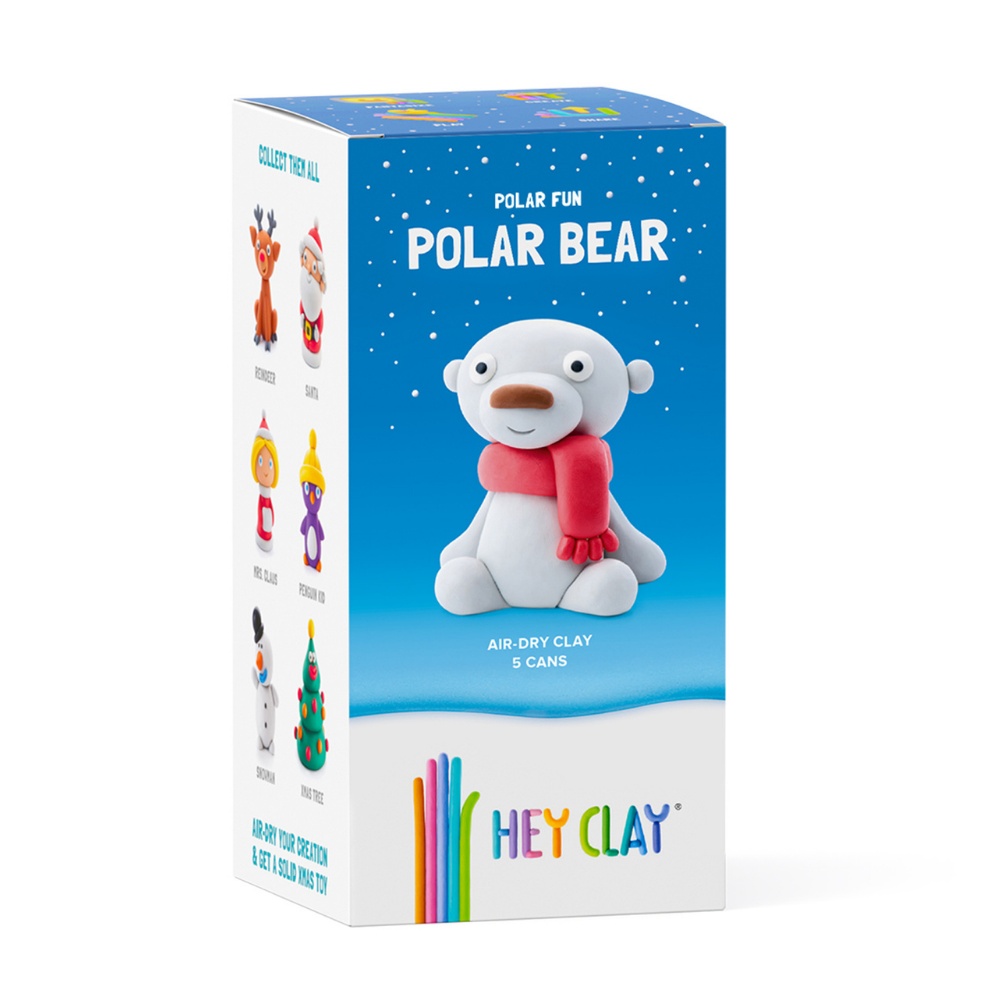 Hey Clay - Modelling Air-Dry Clay with Fun Interactive App - Polar Bear, Christmas Series, 5 cans - Image 6