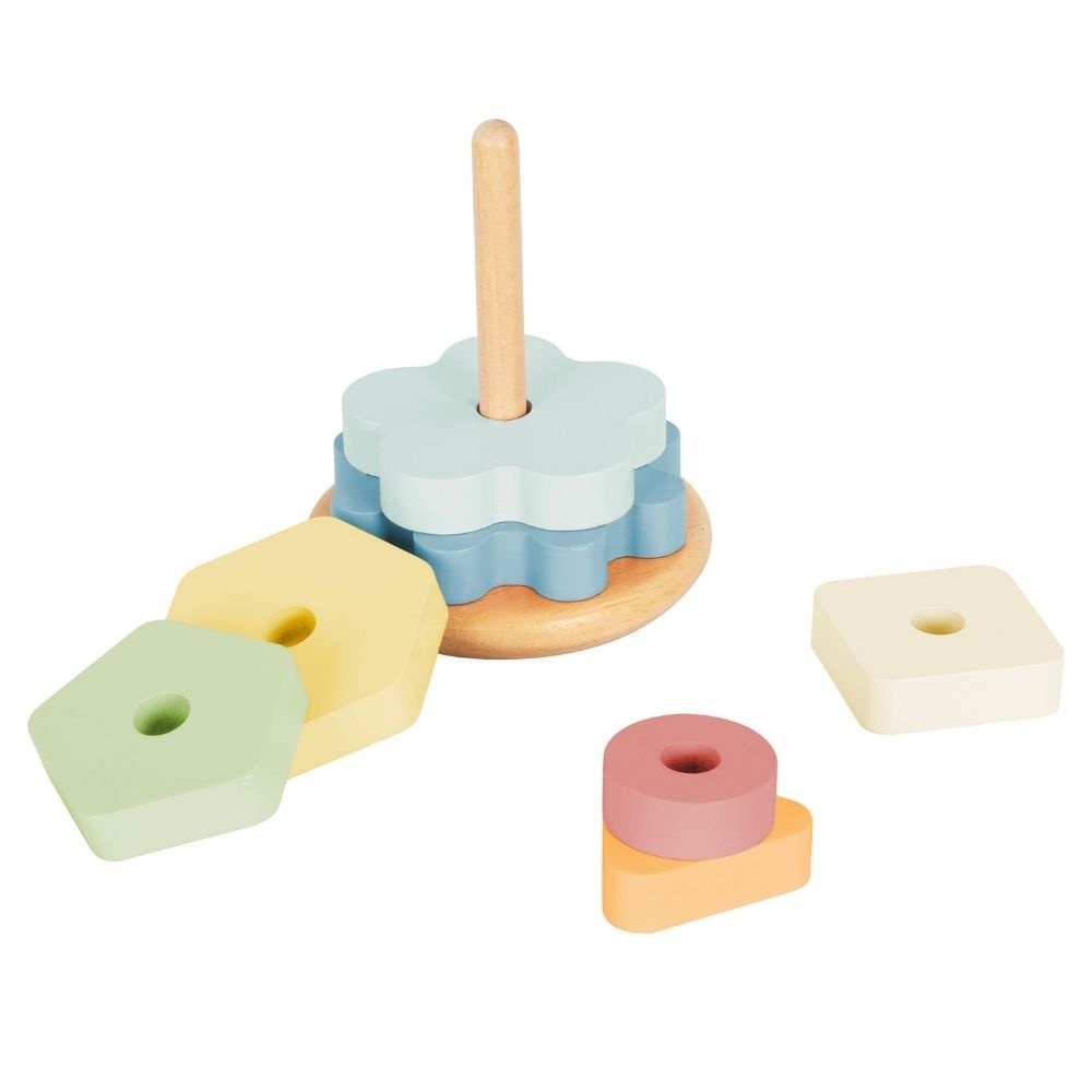 TookyToy - 3-in-1 Wooden Toy Gift Set - Rattle, Stacking Tower and Pull-Along Puppy - Image 5