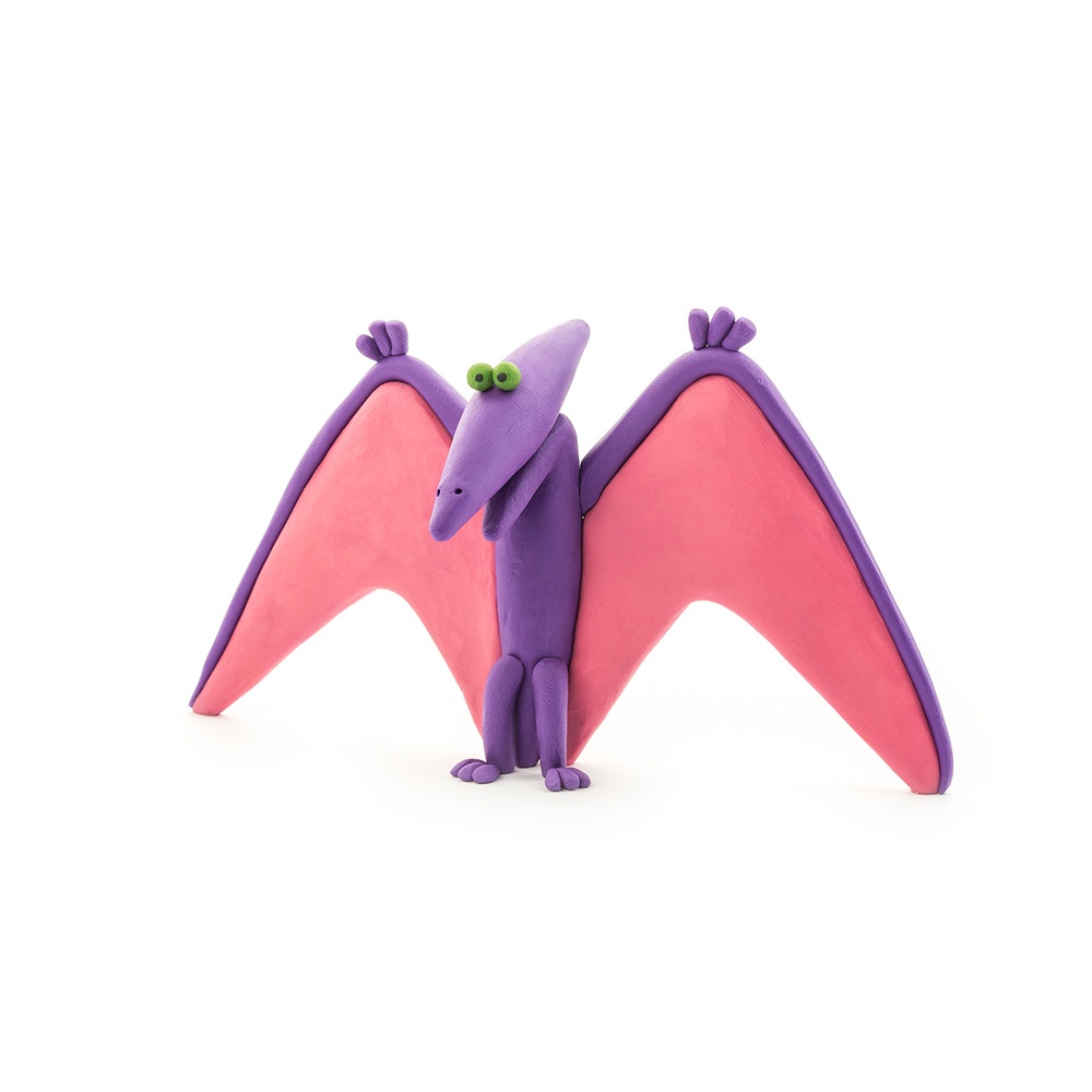 Hey Clay - Modelling Air-Dry Clay with Fun Interactive App - Pterodactylus, Triceratops, Tyrannosaurus, Series Dinos, 6 cans - Image 3