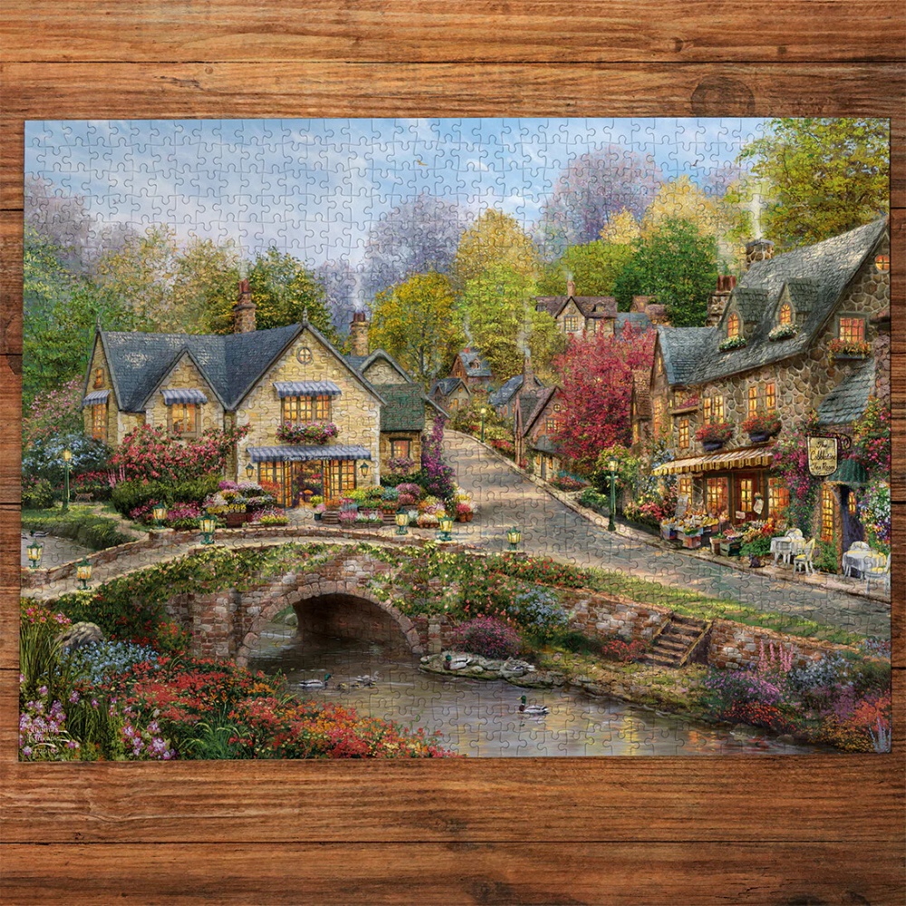 Gibsons - Thomas Kinkade: Summer in Cobblestone Village - 1000 Piece Jigsaw Puzzle - Image 3